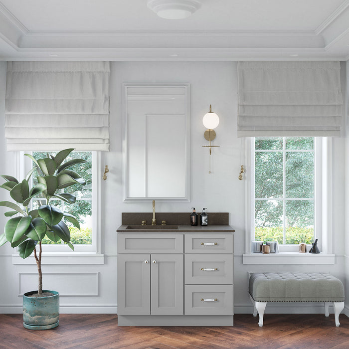 42" Vanity Drawer Base Cabinet + Double Door Vanity Cabinet + Toe Kick