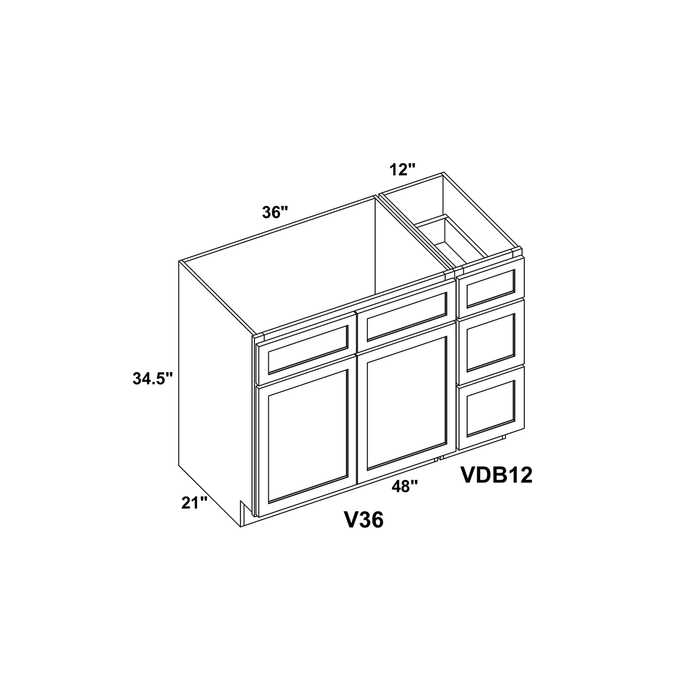 48" Vanity Drawer Base Cabinet + Double Door Vanity Cabinet + Toe Kick
