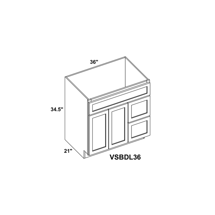 36" Single Door Vanity Combo Cabinet With Left / Right Drawer - 36"W x 34 + Toe Kick