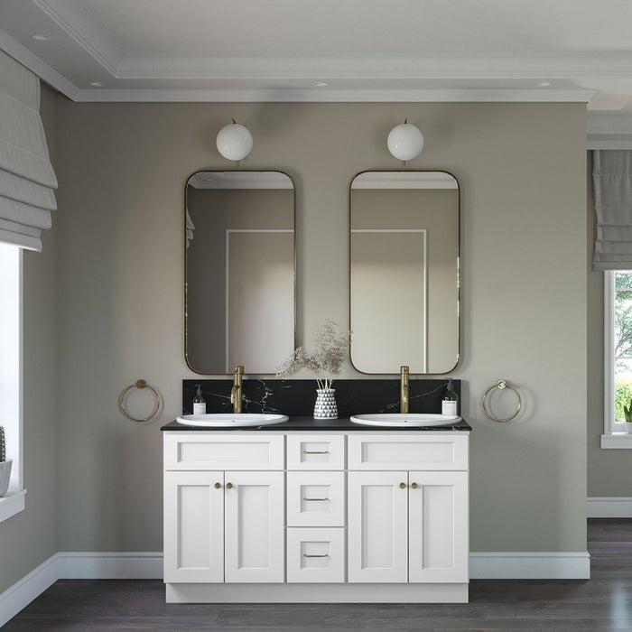 60" Vanity Drawer Base Cabinet + Double Door Vanity Cabinet (x2) + Toe Kick