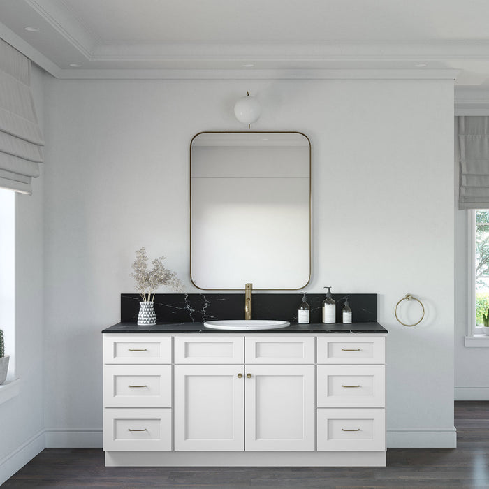 72" Vanity Drawer Base Cabinet (x2) + Double Door Vanity Cabinet + Toe Kick
