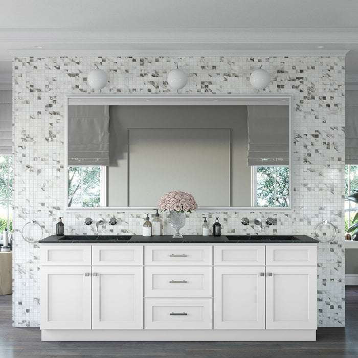 96" Vanity Drawer Base Cabinet + Double Door Vanity Cabinet (x2) + Toe Kick