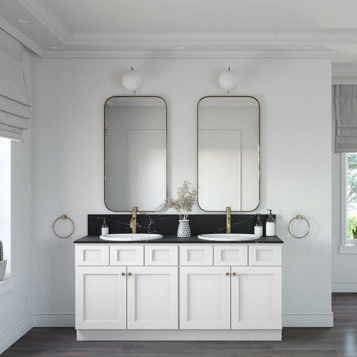72" Double Door Vanity Sink Base Cabinet (x2) + Toe Kick