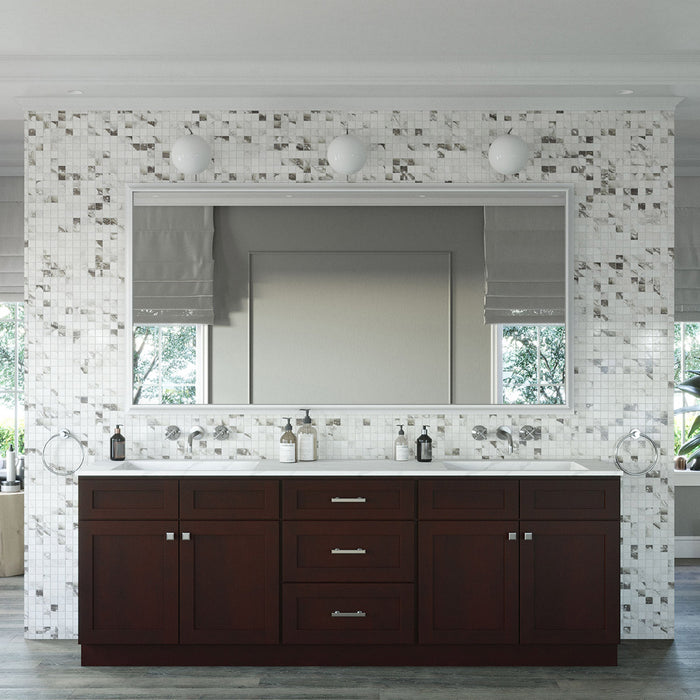 96" Vanity Drawer Base Cabinet + Double Door Vanity Cabinet (x2) + Toe Kick