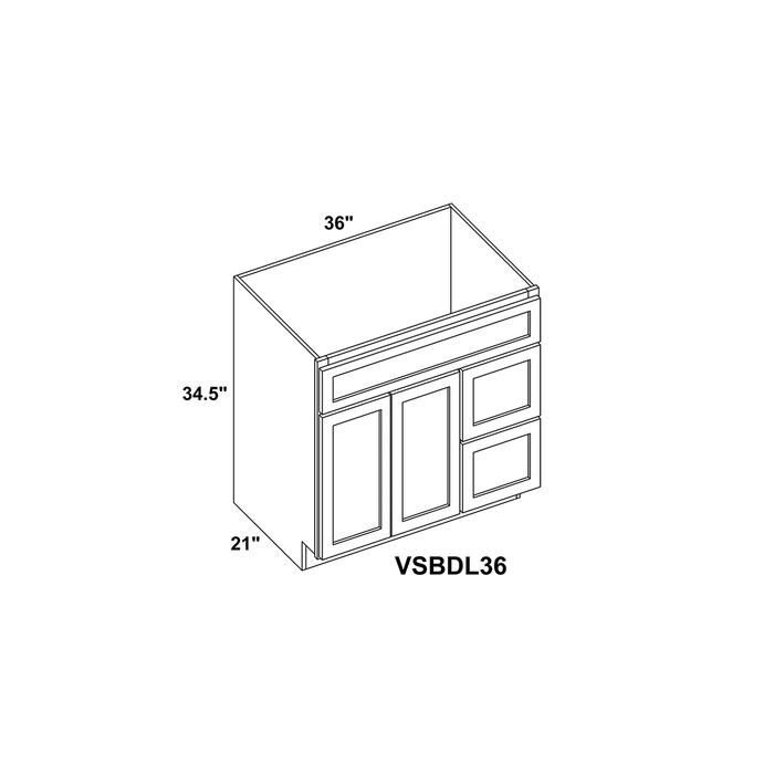36" Single Door Vanity Combo Cabinet With Left / Right Drawer + Toe Kick