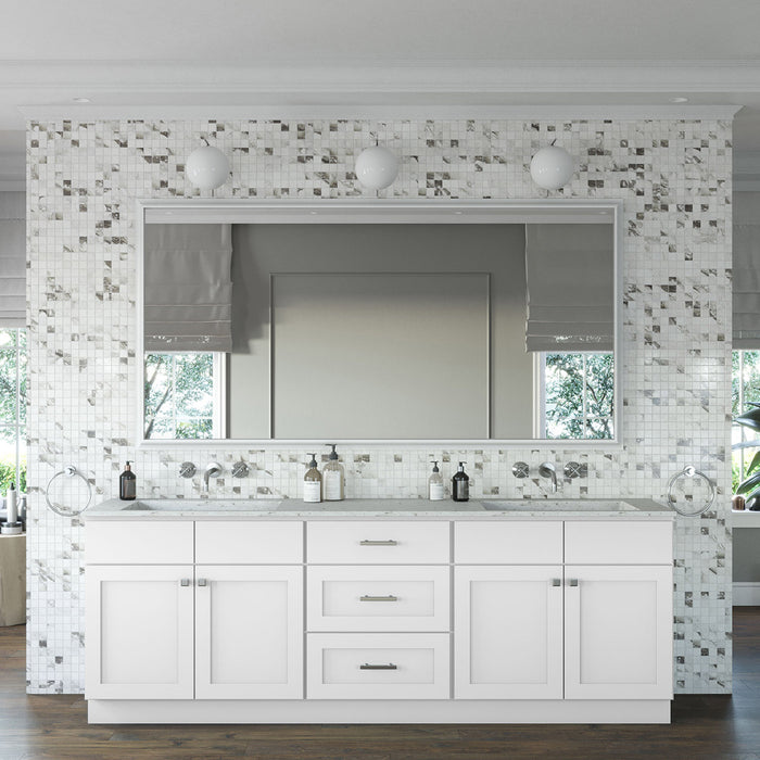 96" Vanity Drawer Base Cabinet + Double Door Vanity Cabinet (x2) + Toe Kick