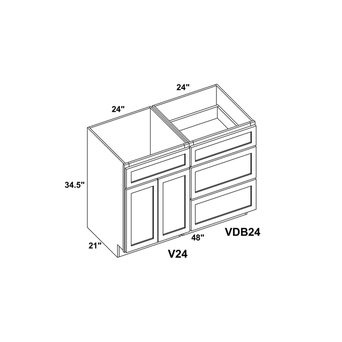 48" Vanity Drawer Base Cabinet + Double Door Vanity Cabinet + Toe Kick