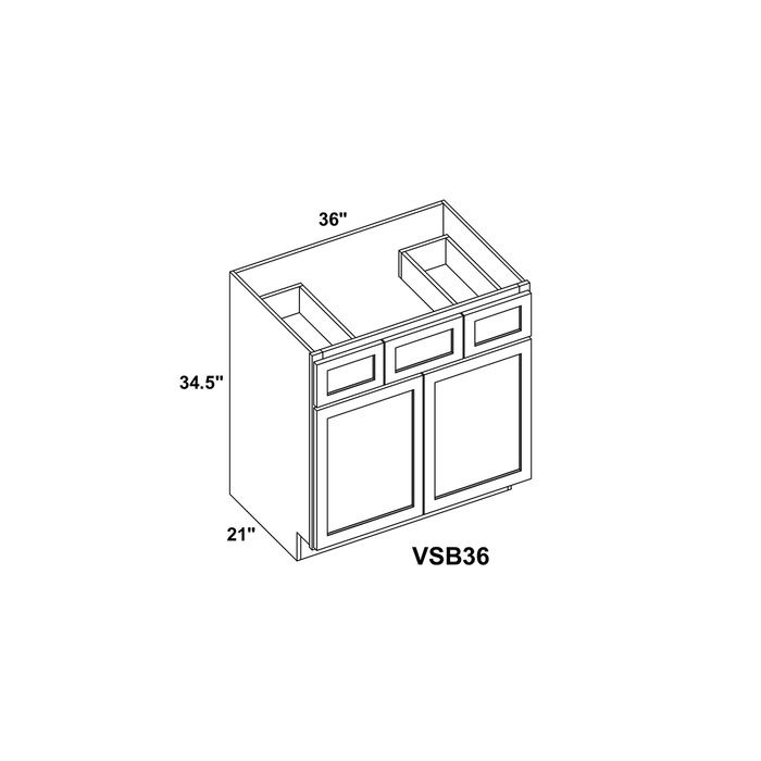 36" Double Door Vanity Sink Base Cabinet + Toe Kick