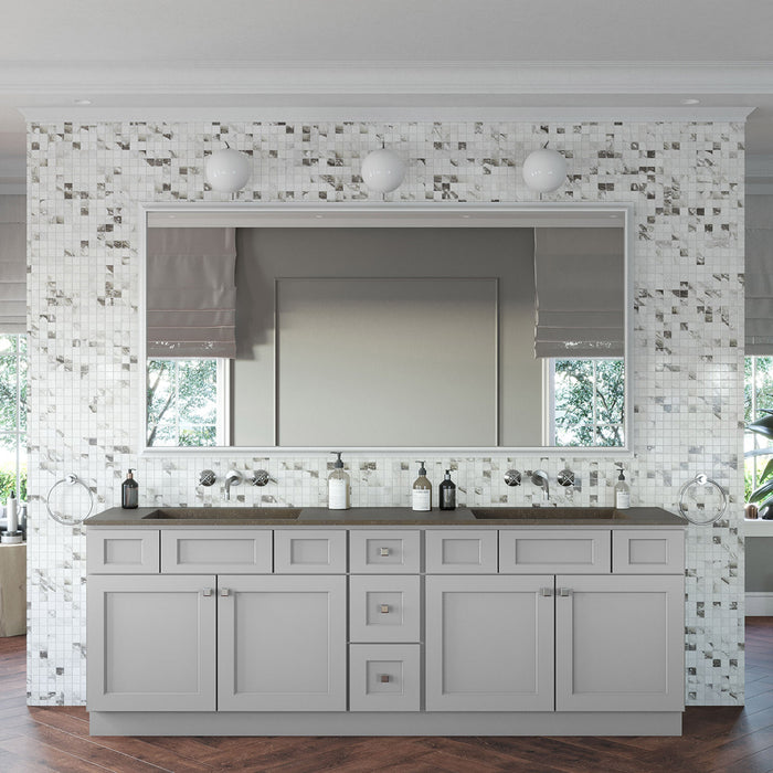 96" Double Door Vanity Sink Base Cabinet (x2) + Vanity Drawer Base Cabinet + Toe Kick