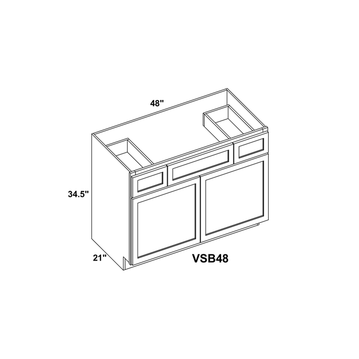 48" Double Door Vanity Sink Base Cabinet + Toe Kick
