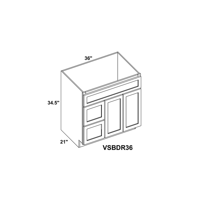 36" Single Door Vanity Combo Cabinet With Left / Right Drawer - 36"W x 34 + Toe Kick