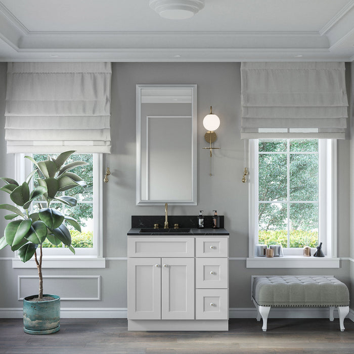 36" Vanity Drawer Base Cabinet + Double Door Vanity Cabinet + Toe Kick