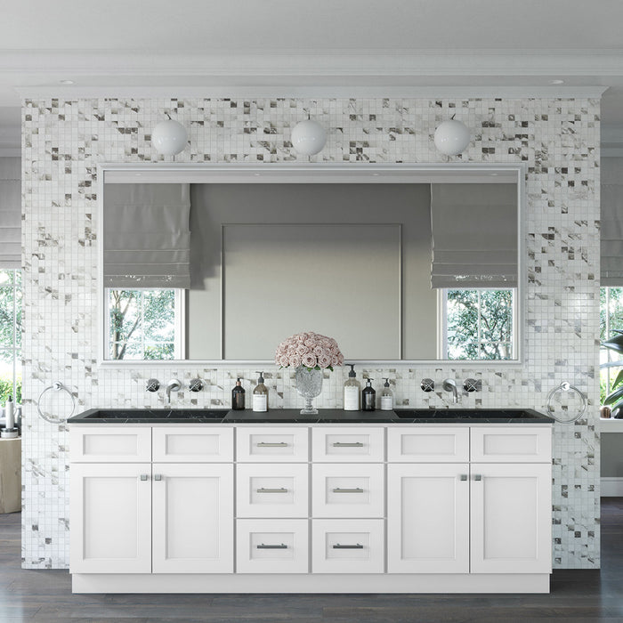 96" Vanity Drawer Base Cabinet (x2) + Double Door Vanity Cabinet (x2) + Toe Kick