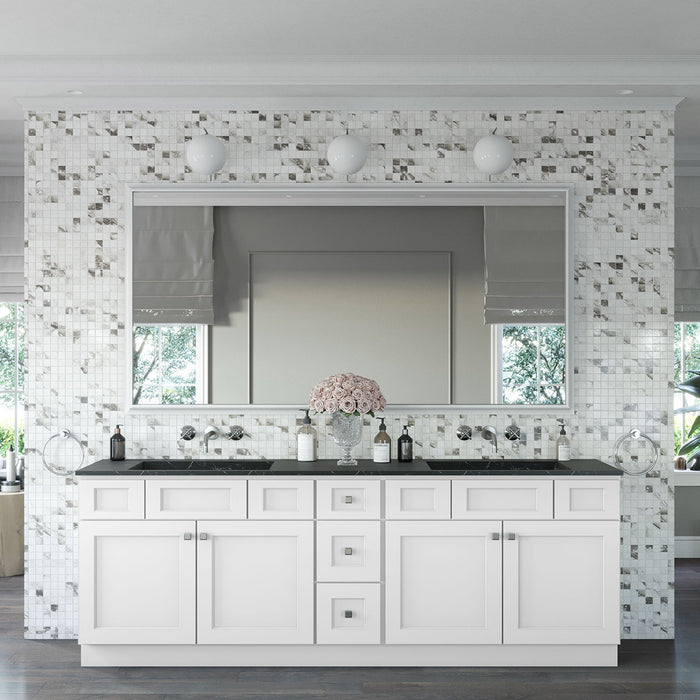 96" Double Door Vanity Sink Base Cabinet (x2) + Vanity Drawer Base Cabinet + Toe Kick