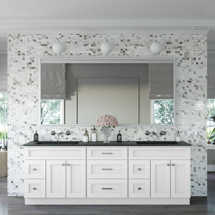 96" Double Door Vanity Combo Cabinet With Left / Right Drawer (x2) + Vanity Drawer Base Cabinet + Toe Kick