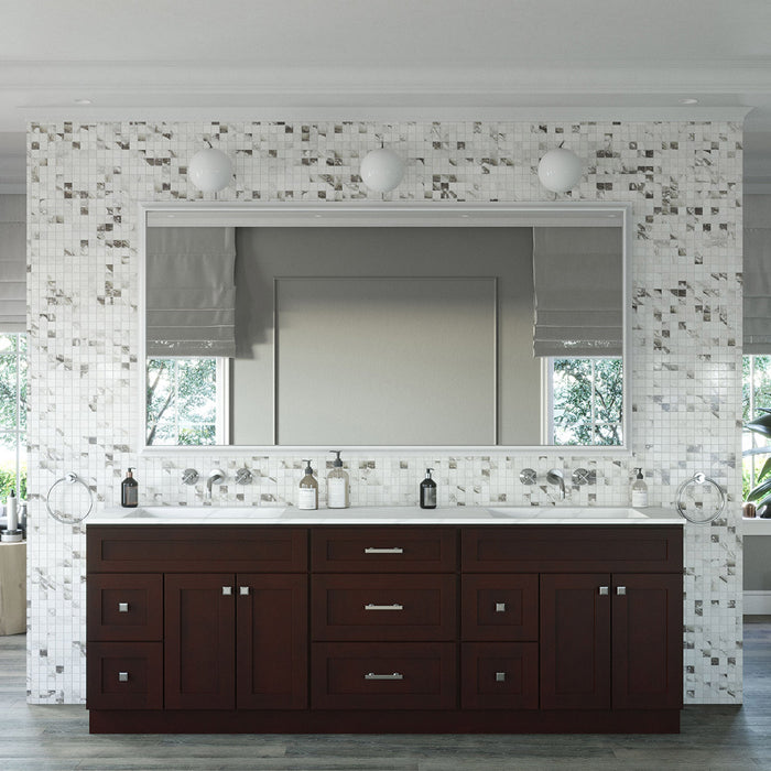 96" Single Door Vanity Combo Cabinet With Left / Right Drawer (x2) + Vanity Drawer Base Cabinet + Toe Kick