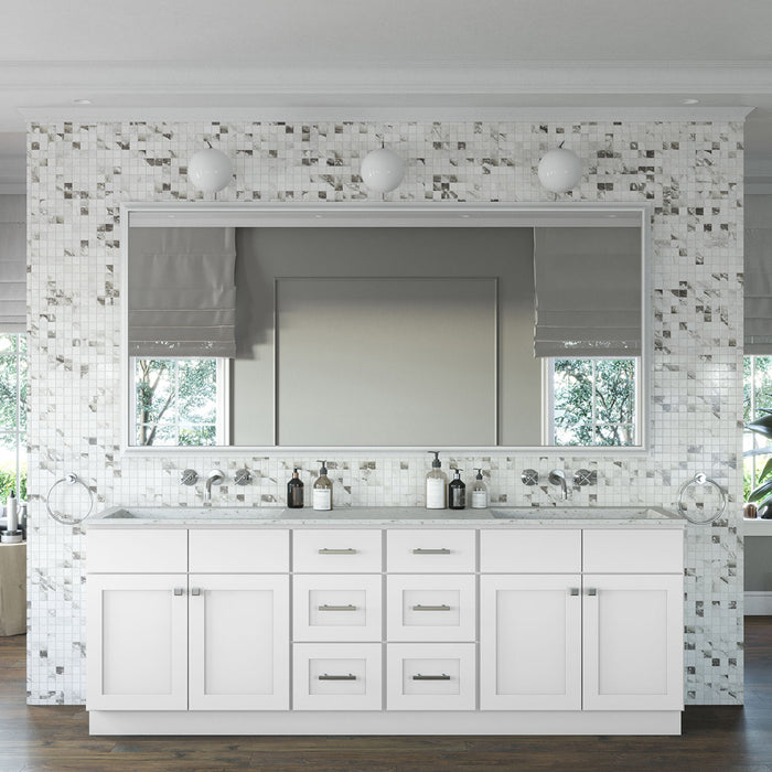 96" Vanity Drawer Base Cabinet (x2) + Double Door Vanity Cabinet (x2) + Toe Kick