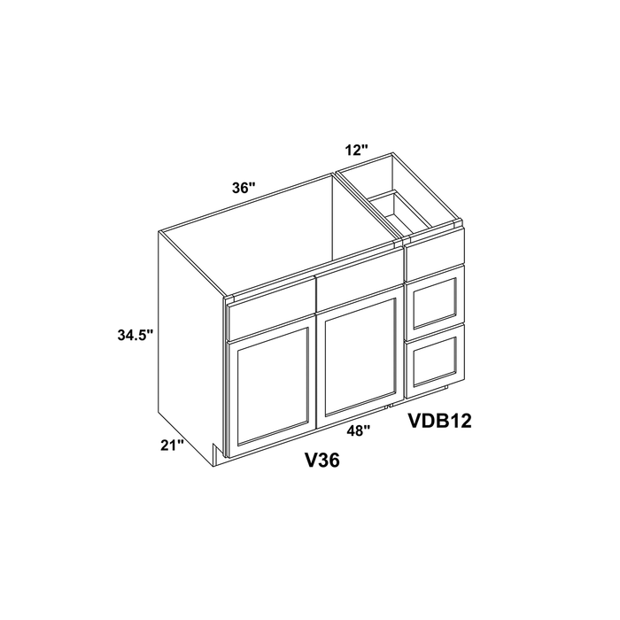 48" Vanity Drawer Base Cabinet + Double Door Vanity Cabinet + Toe Kick