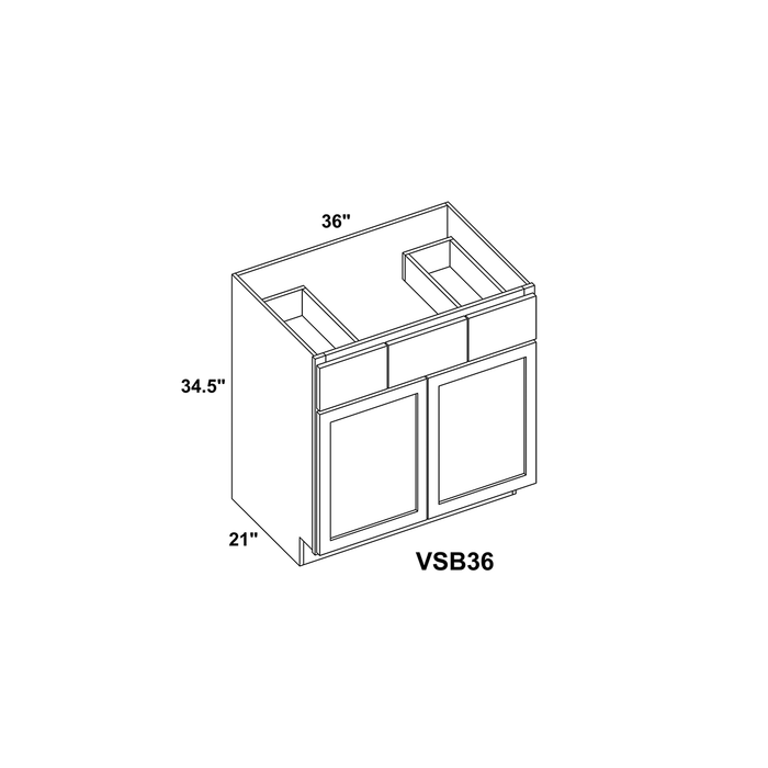 36" Double Door Vanity Sink Base Cabinet + Toe Kick