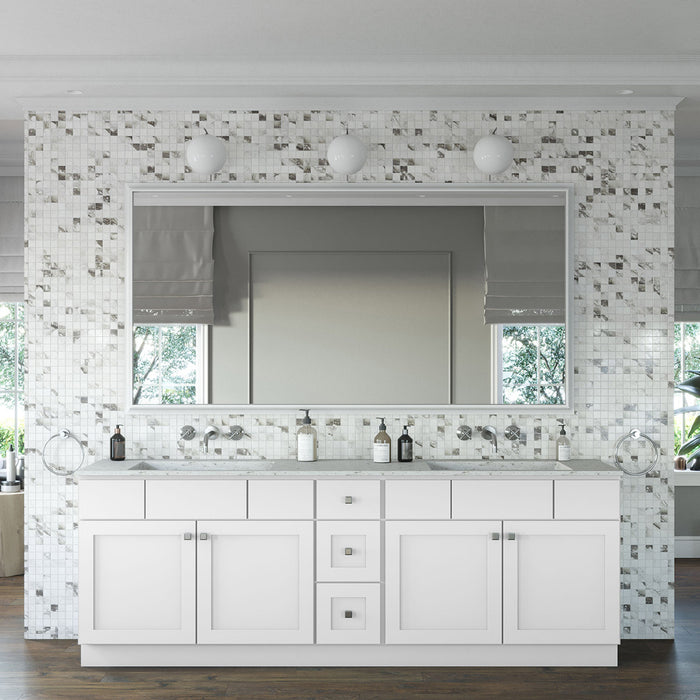 96" Double Door Vanity Sink Base Cabinet (x2) + Vanity Drawer Base Cabinet + Toe Kick