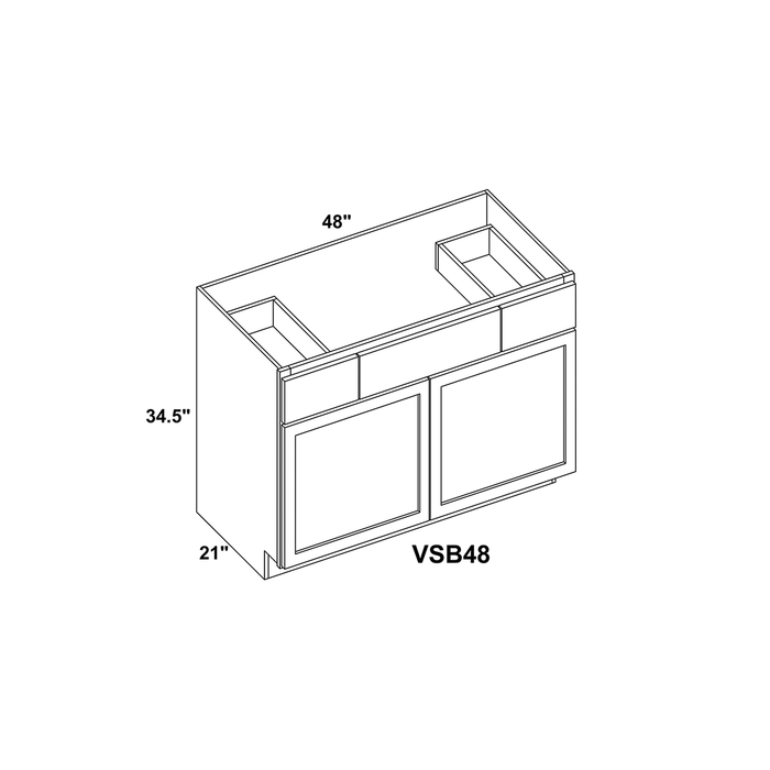 48" Double Door Vanity Sink Base Cabinet + Toe Kick