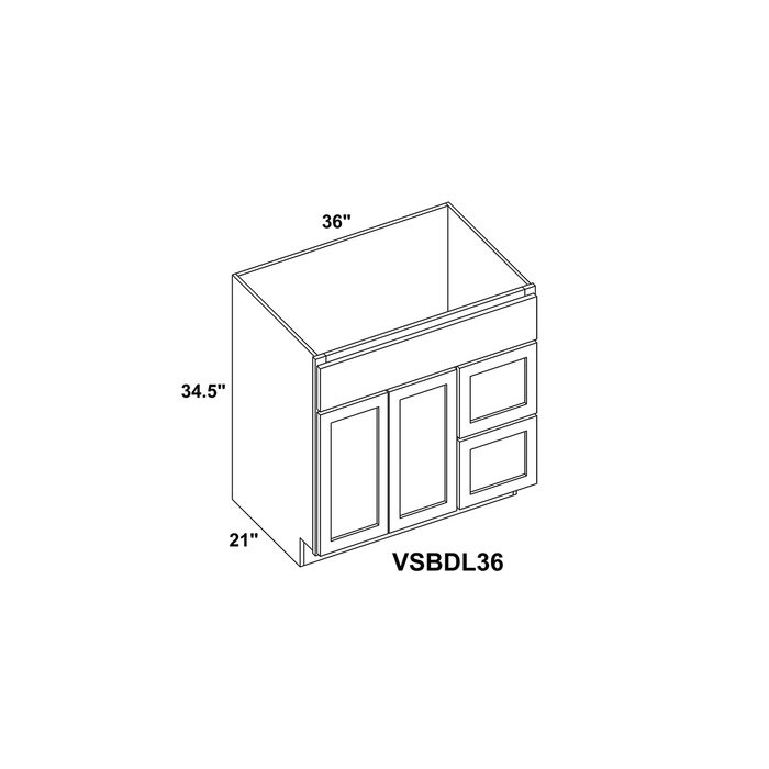 36" Double Door Vanity Combo Cabinet With Left / Right Drawer + Toe Kick