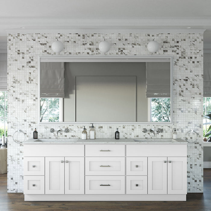 96" Double Door Vanity Combo Cabinet With Left / Right Drawer (x2) + Vanity Drawer Base Cabinet + Toe Kick