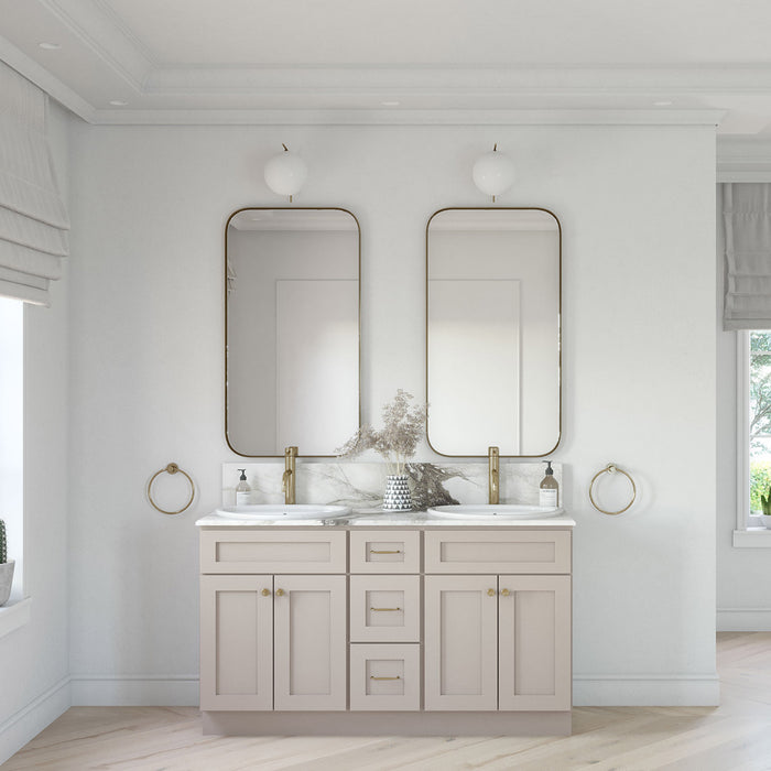 60" Vanity Drawer Base Cabinet + Double Door Vanity Cabinet (x2) + Toe Kick