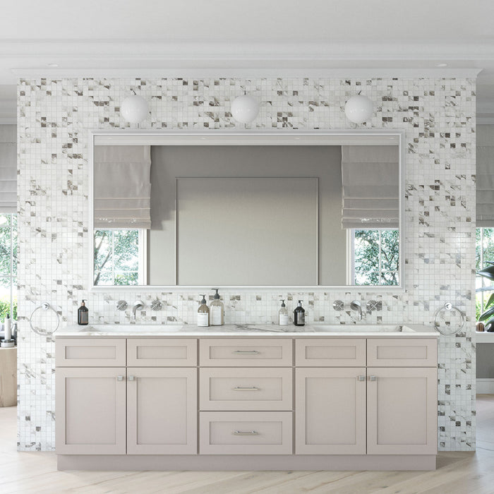 96" Vanity Drawer Base Cabinet + Double Door Vanity Cabinet (x2) + Toe Kick