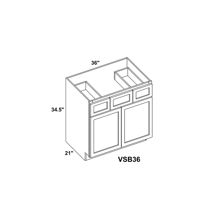 36" Double Door Vanity Sink Base Cabinet + Toe Kick
