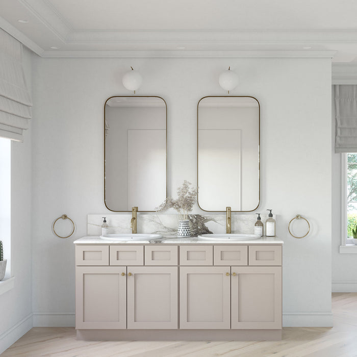 72" Double Door Vanity Sink Base Cabinet (x2) + Toe Kick