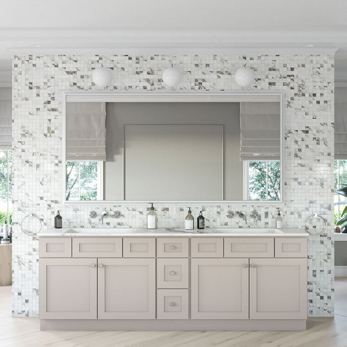 96" Double Door Vanity Sink Base Cabinet (x2) + Vanity Drawer Base Cabinet + Toe Kick