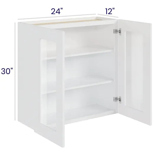 Glass Door Wall Cabinets - Double Door - Finished Interior (GS)