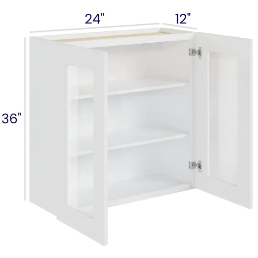 Glass Door Wall Cabinets - Double Door - Finished Interior (NBS)