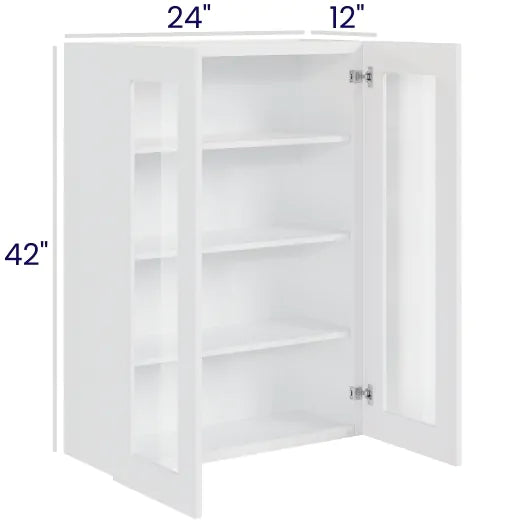 Glass Door Wall Cabinets - Double Door - Finished Interior (CAW)