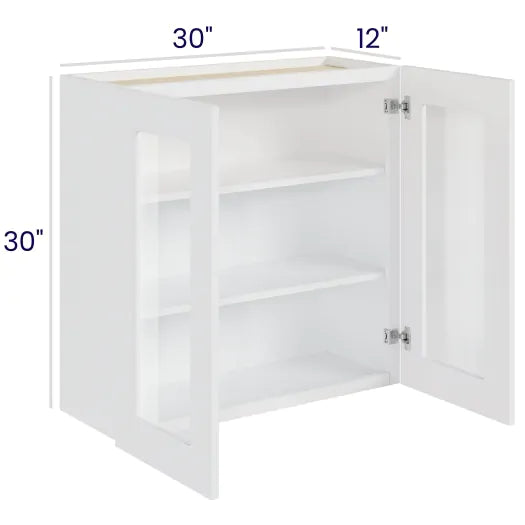 Glass Door Wall Cabinets - Double Door - Finished Interior (MW)