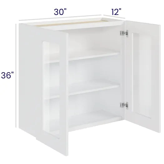 Glass Door Wall Cabinets - Double Door - Finished Interior (CS2)